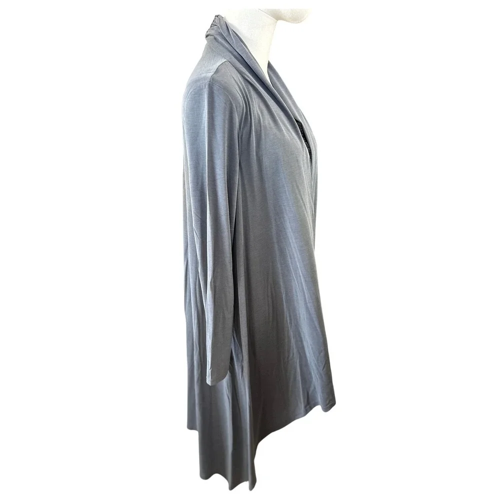 Lanston NWT SZ MED Gray Waterfall‎ Drape Long Sleeve Cardigan Open Front Lightwt